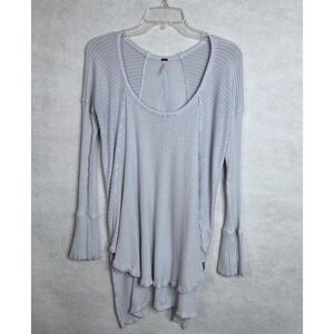 Free People Movement Long Sleeve Thermal Top Light Blue Waffle Knit M